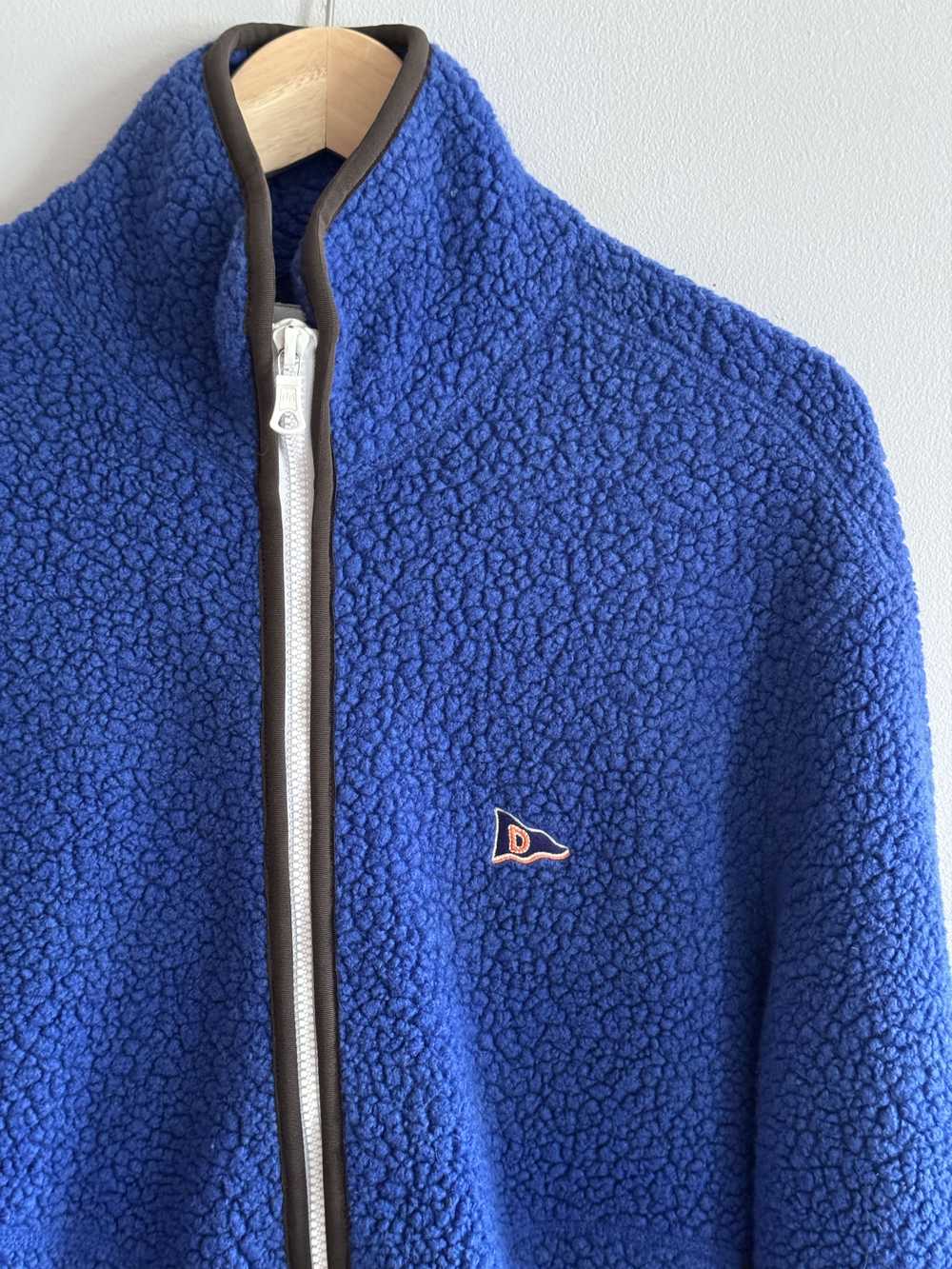 Drakes Blue Boucle Wool Zip Fleece Jacket - image 2