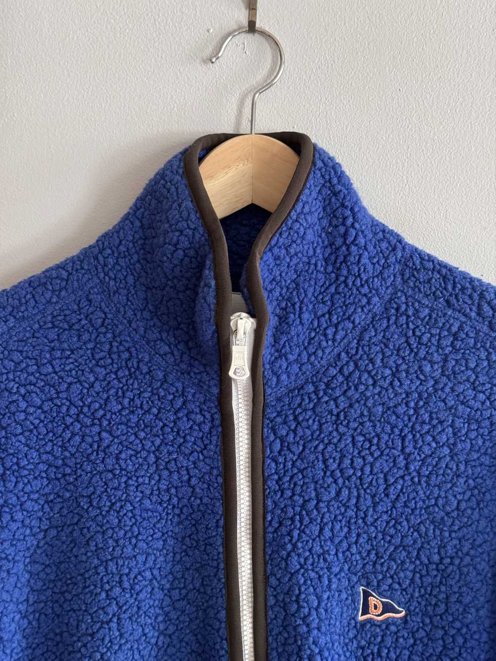 Drakes Blue Boucle Wool Zip Fleece Jacket - image 4