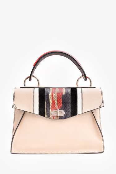 Proenza Beige Leather Snake Embossed Top Handle Ba