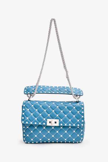 Valentino Blue/White Rockstud 'Spike' Top Handle w