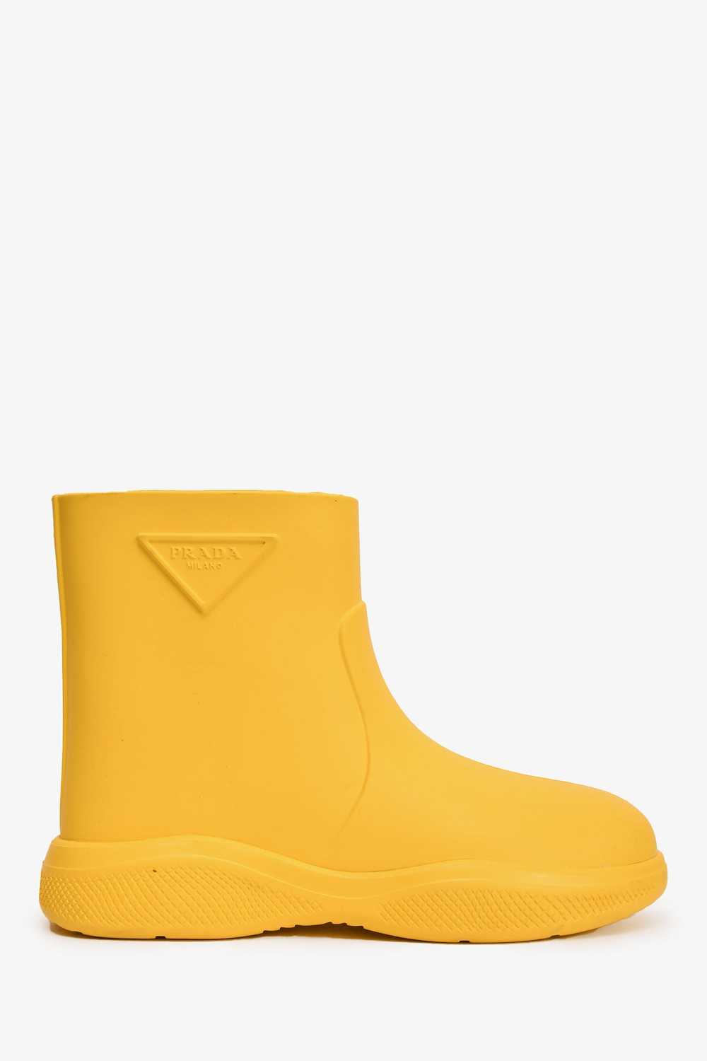 Prada Yellow Rubber Logo Rainboots Size 35 - image 1