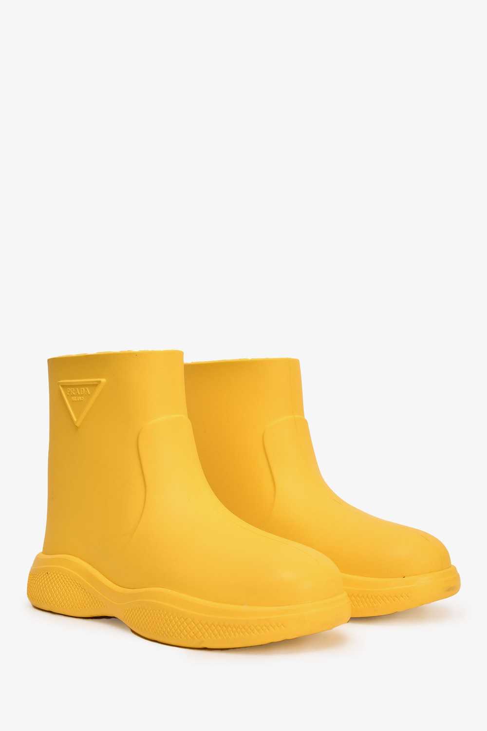 Prada Yellow Rubber Logo Rainboots Size 35 - image 2