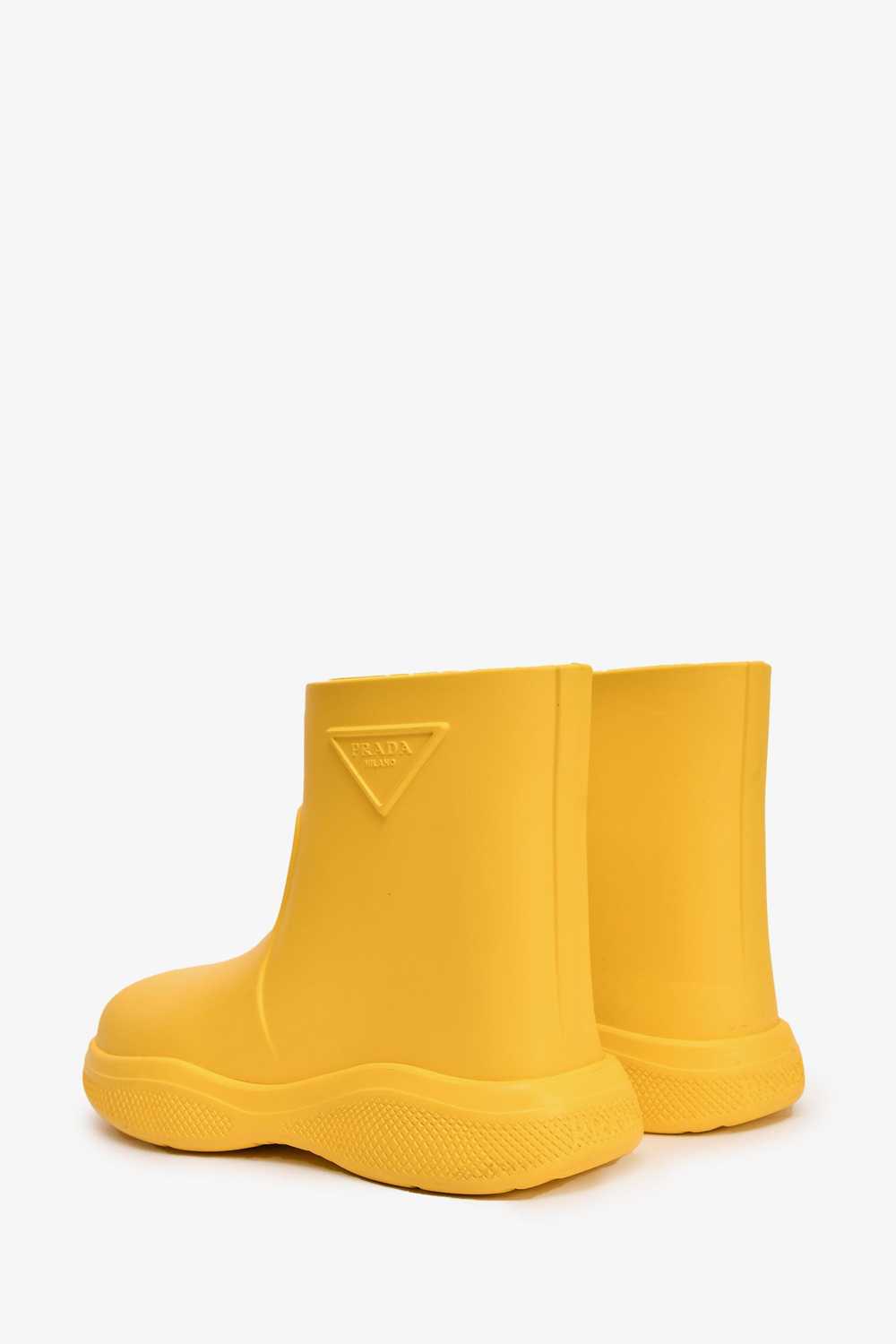 Prada Yellow Rubber Logo Rainboots Size 35 - image 4