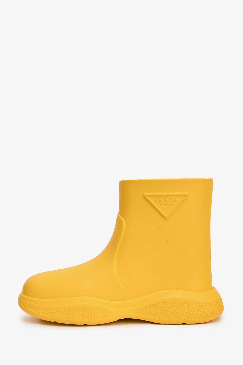 Prada Yellow Rubber Logo Rainboots Size 35 - image 5