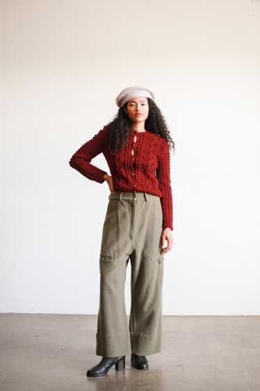 1990s J. Morgan Puett Olive Slouch Wool Pants