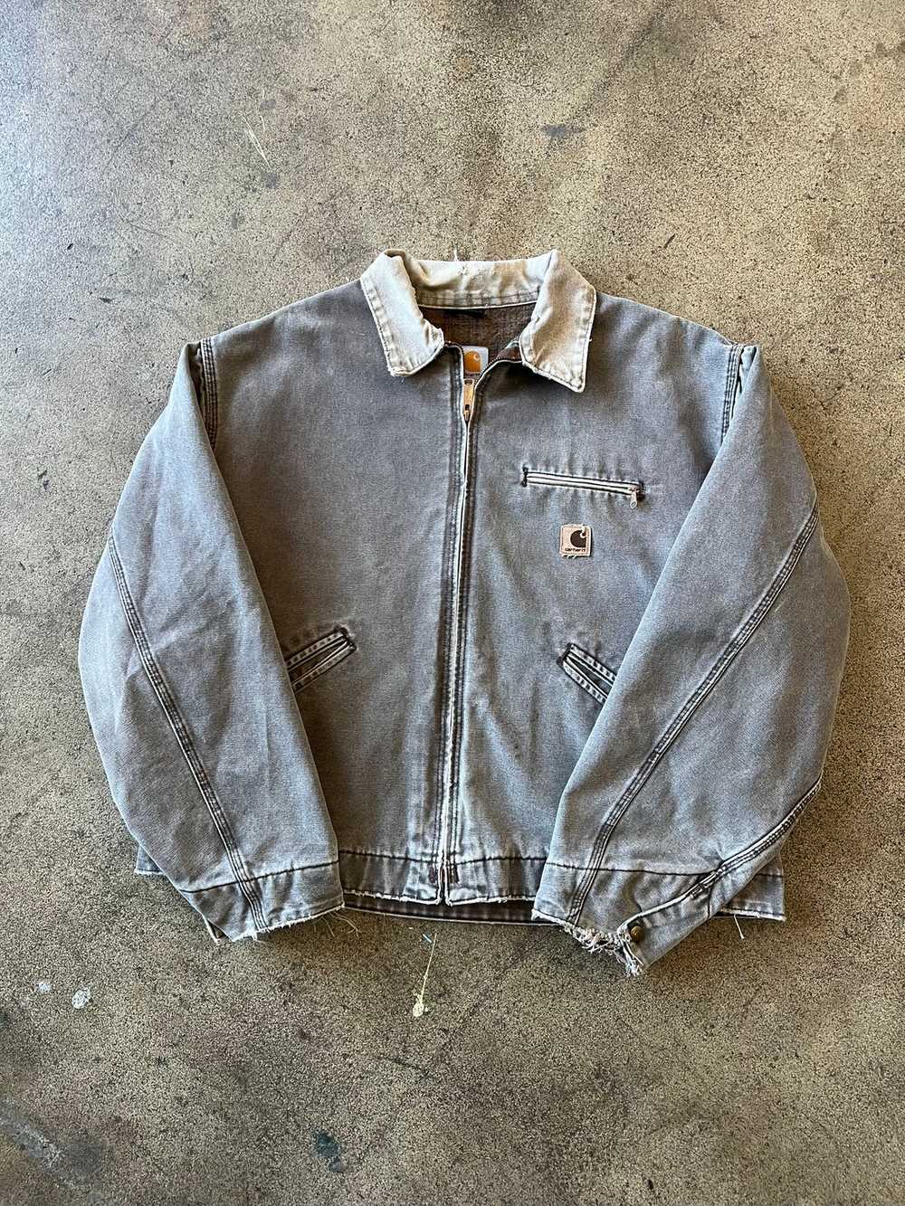 1990s Carhartt Faded Gray Brown Detroit Jacket - image 1