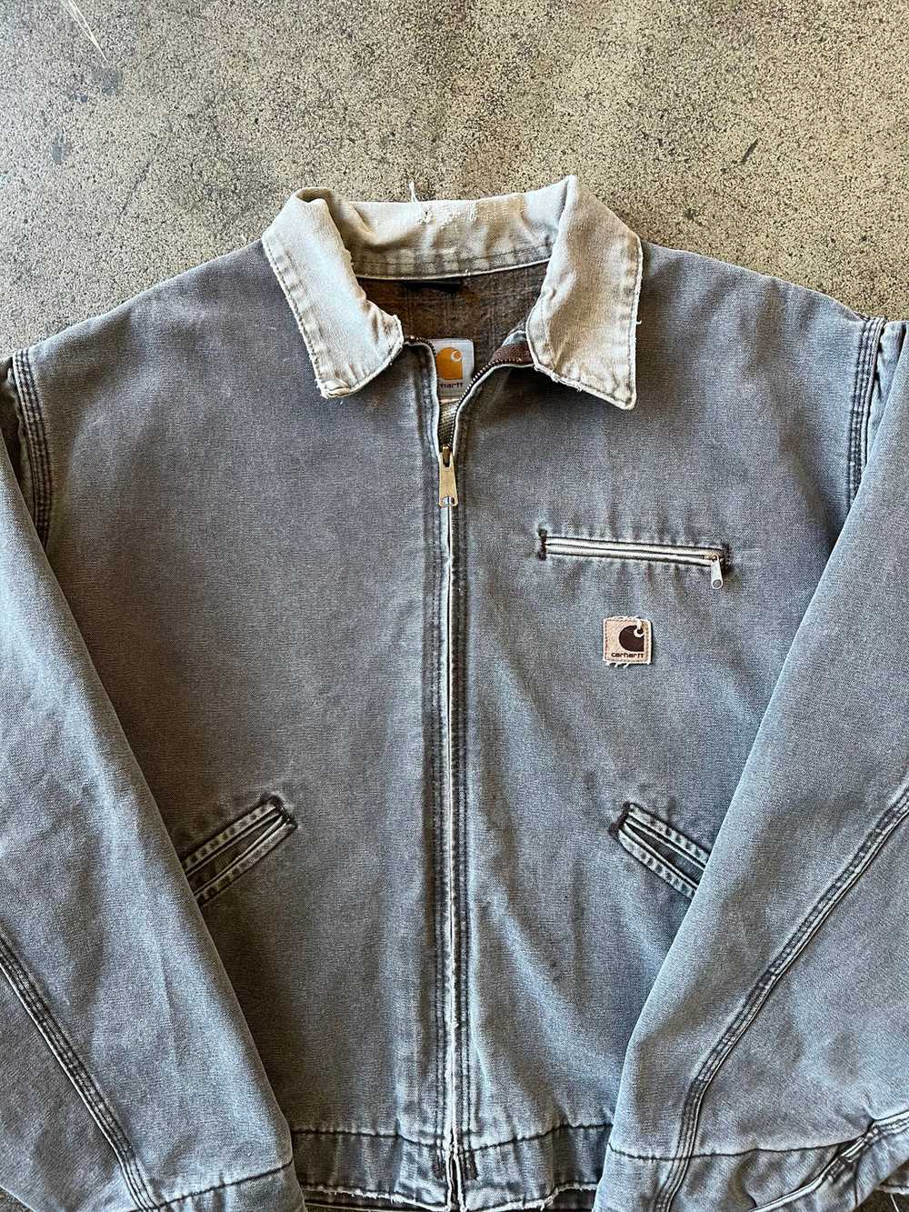 1990s Carhartt Faded Gray Brown Detroit Jacket - image 2