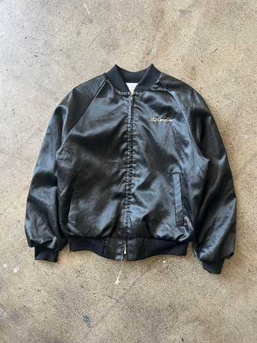 1980s Lexus Satin Black Bomber Jacket - image 1