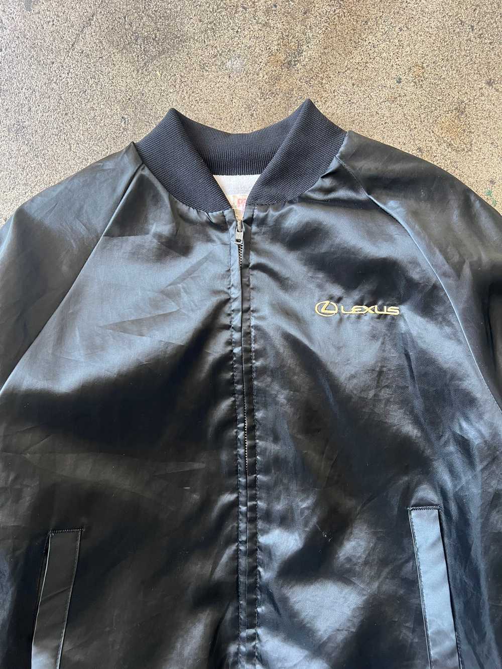 1980s Lexus Satin Black Bomber Jacket - image 2