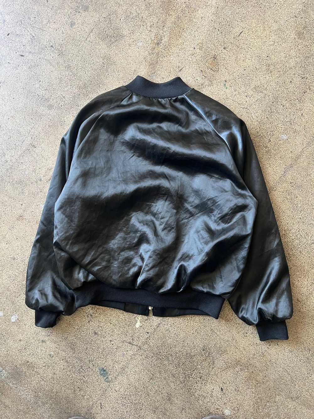 1980s Lexus Satin Black Bomber Jacket - image 3