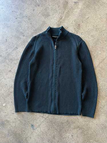 2000s DKNY Black Ribbed Zip Sweater