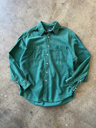 1990s Gap Green Cotton Button Up Shirt