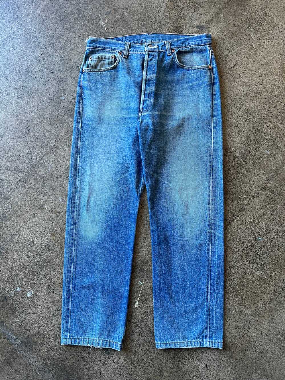 1990s Levi's 501 Faded Blue Jeans 34" x 30" - image 1