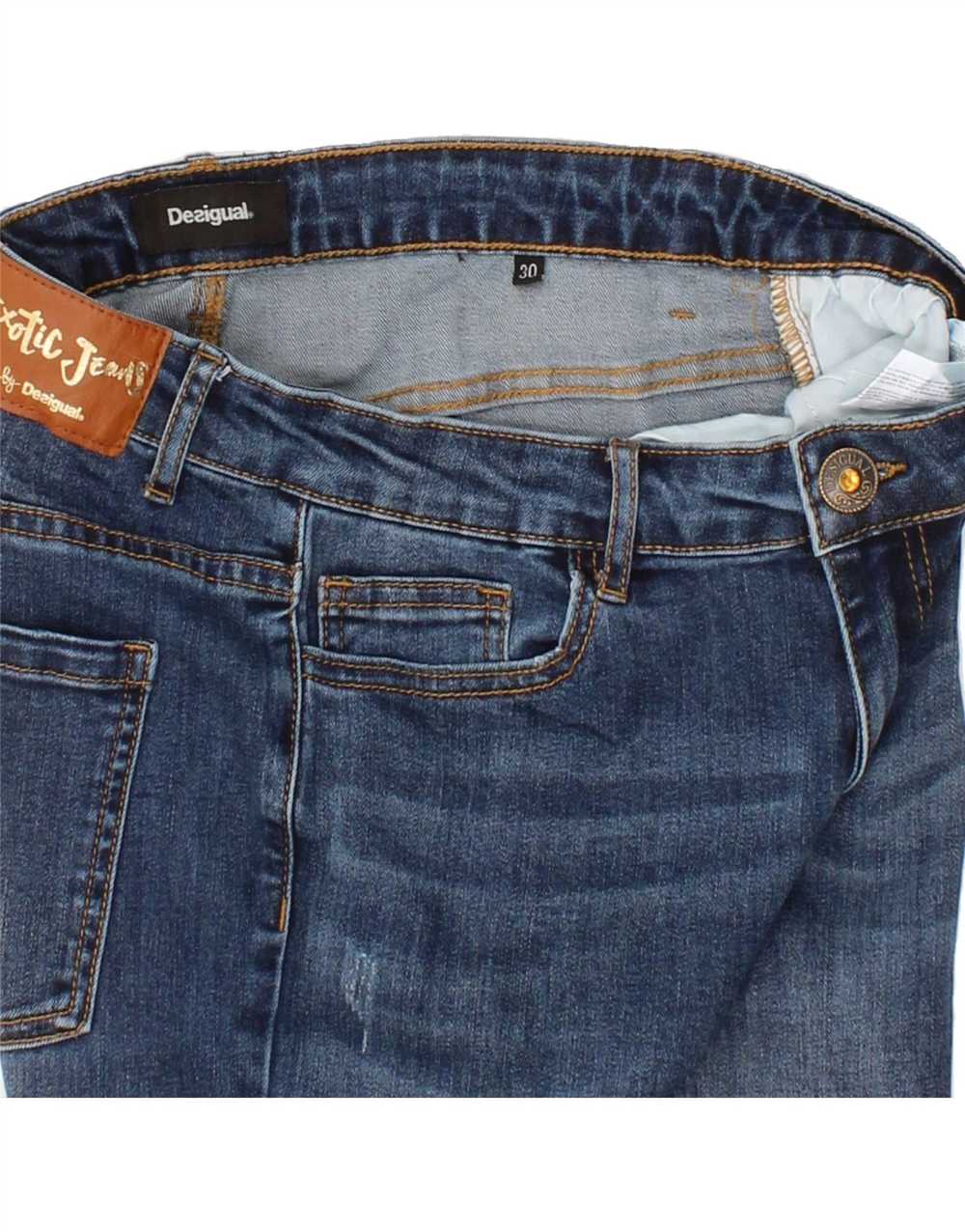 DESIGUAL Womens Slim Jeans W30 L27  Navy Blue Cot… - image 3