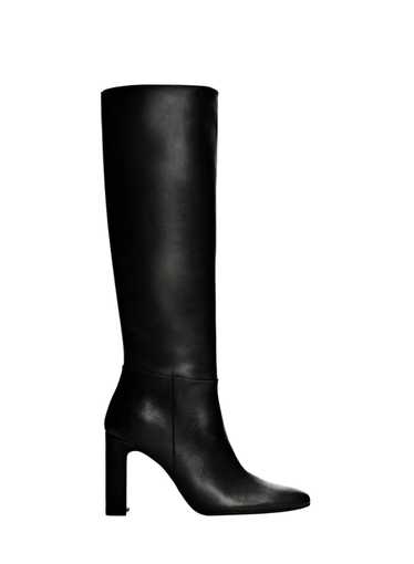 MANGO MNG Black Leather Knee-High Boots EU 39 UK 6 - image 1