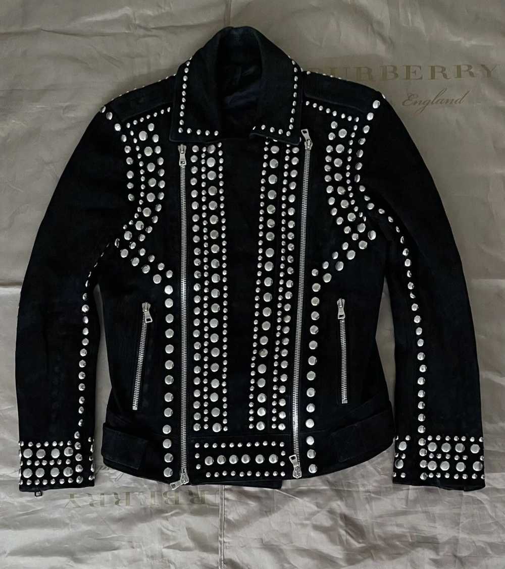 Balmain Balmain Men's Black Studded Suede Biker J… - image 1