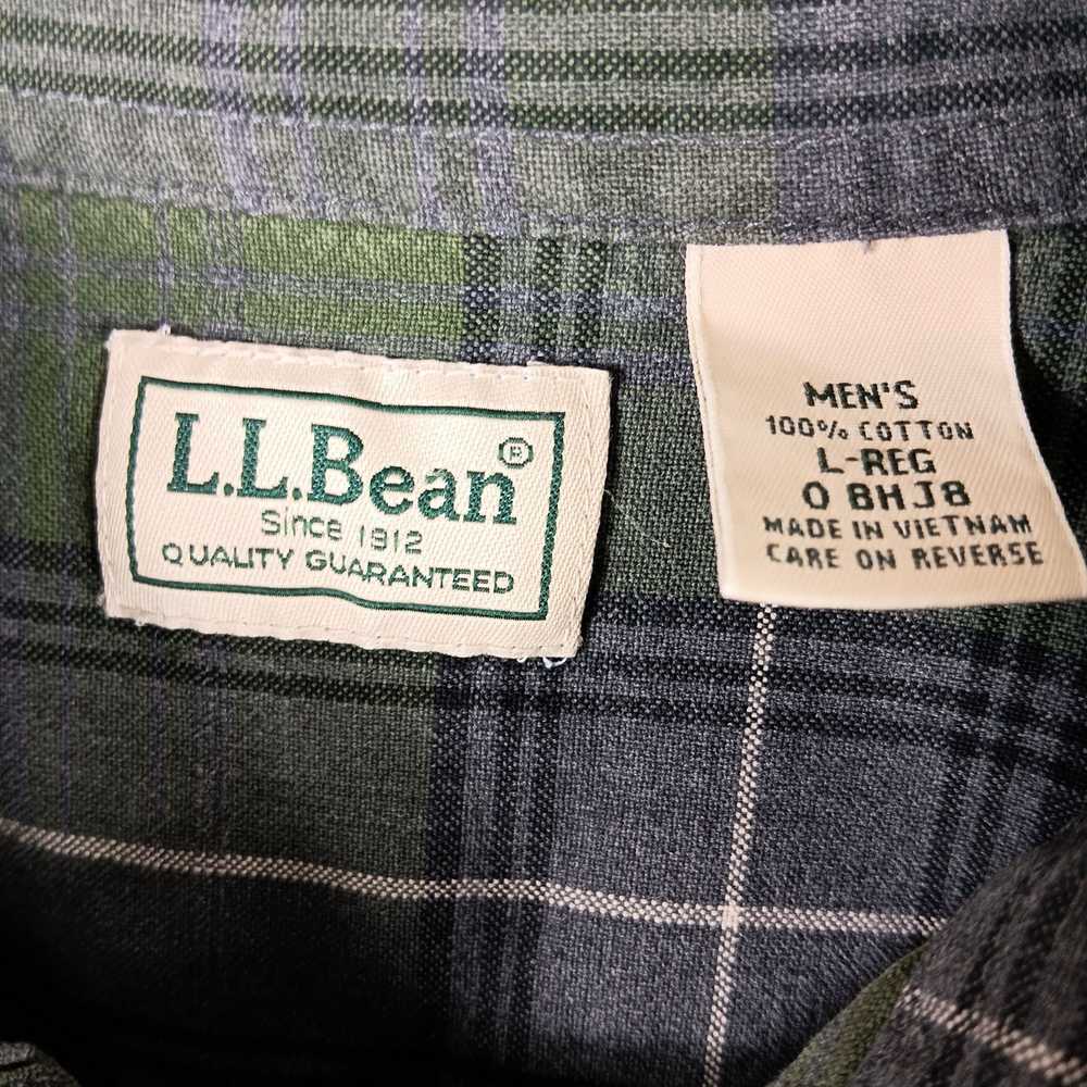 L.L. Bean LL Bean Mens Green Plaid Long Sleeve Sh… - image 2