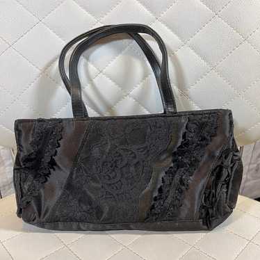 Victoria Secret Vintage Tote Black Lace Bag - image 1