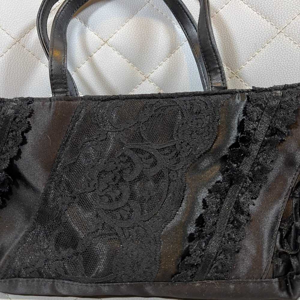 Victoria Secret Vintage Tote Black Lace Bag - image 2