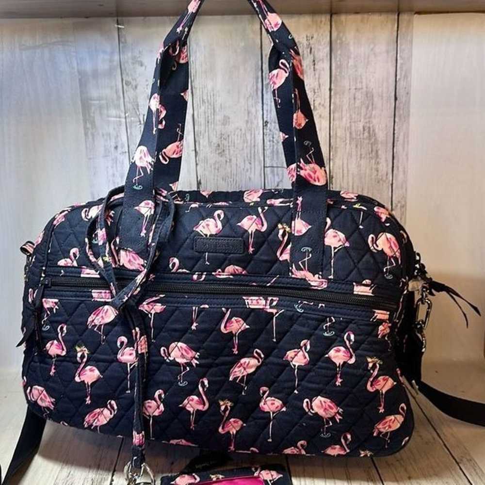 Vera Bradley Flamingo Fiesta Duffle Bag Overnight… - image 1