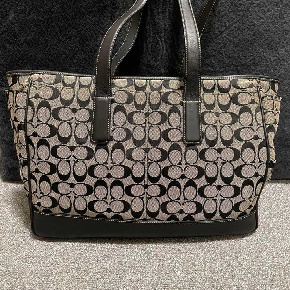 COACH Tote Bag Signature Canvas Leather Old Coach - image 1