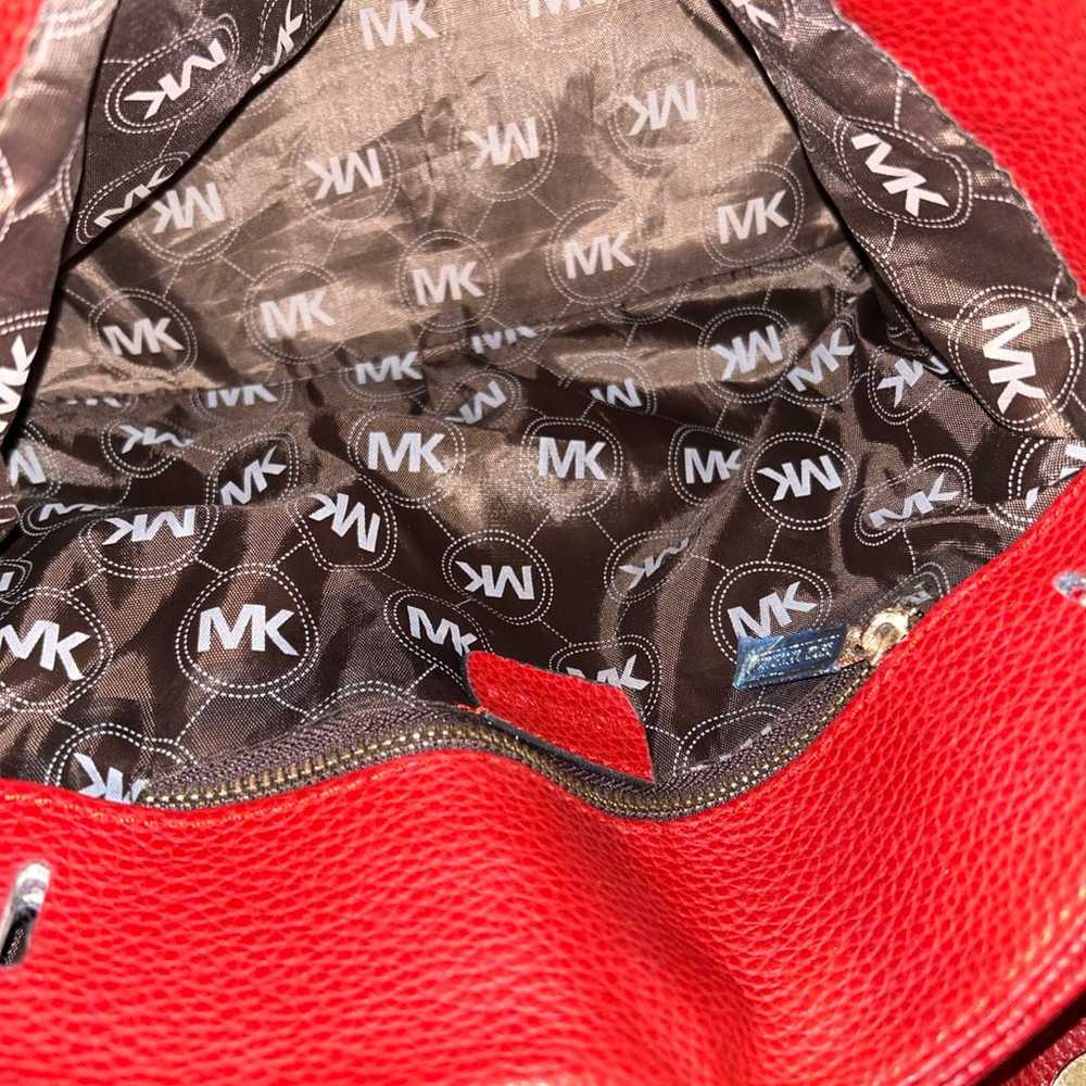 Michael Kors Red Logo Signature Satchel Purse Loc… - image 10