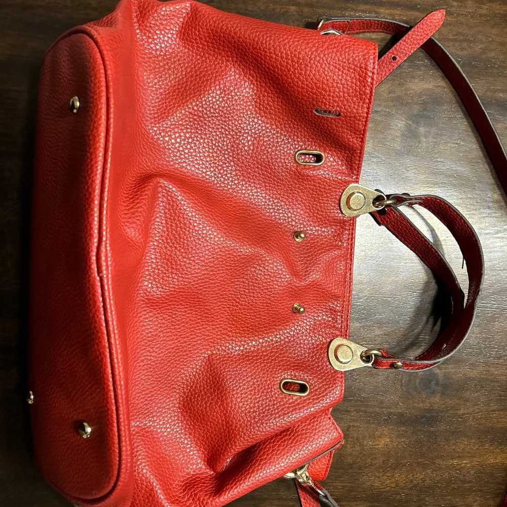 Michael Kors Red Logo Signature Satchel Purse Loc… - image 4