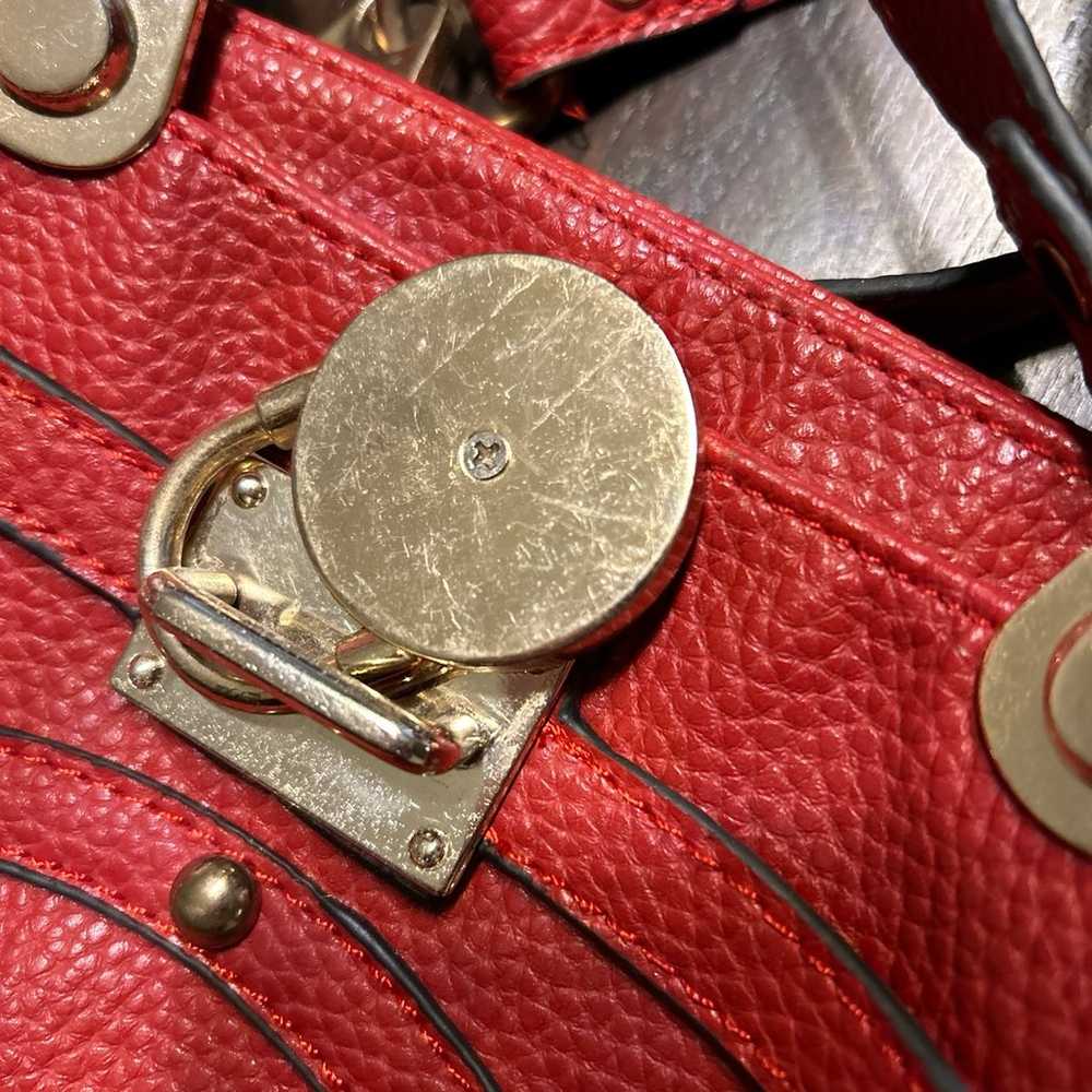 Michael Kors Red Logo Signature Satchel Purse Loc… - image 6