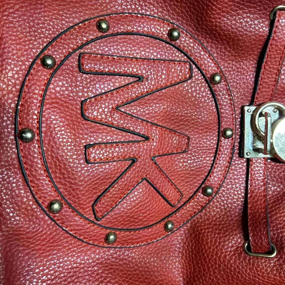 Michael Kors Red Logo Signature Satchel Purse Loc… - image 7