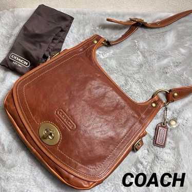 COACH 11132 Shoulder Bag Leather Turn Lock Brown … - image 1