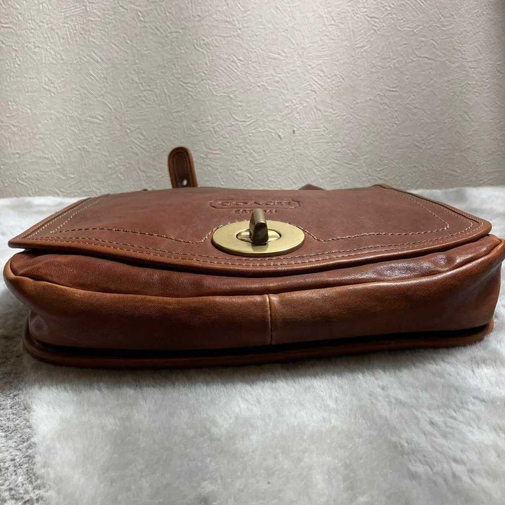 COACH 11132 Shoulder Bag Leather Turn Lock Brown … - image 6