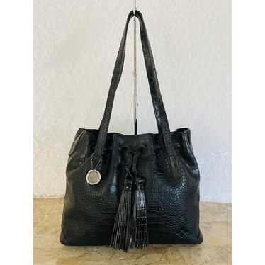 Patricia Nash Large tassel black poppy tote, duff… - image 1