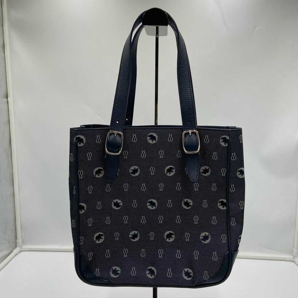 HUNTING WORLD Canvas Leather All-Over Print Tote … - image 2