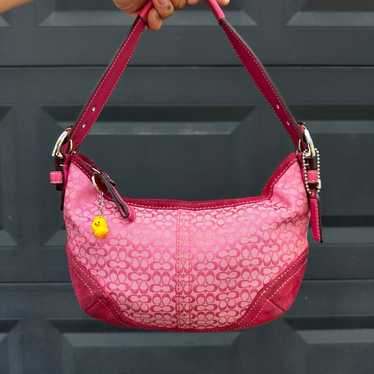 Vintage Y2k Coach Pink Signature Hobo Shoulder Bag