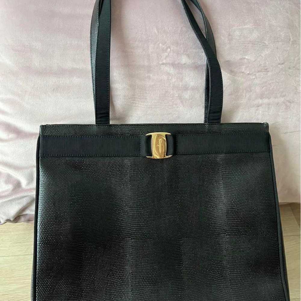 Salvatore Ferragamo Black Leather Tote Bag - image 1