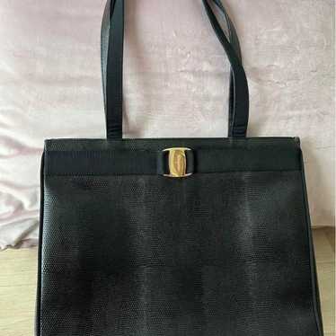 Salvatore Ferragamo Black Leather Tote Bag - image 1