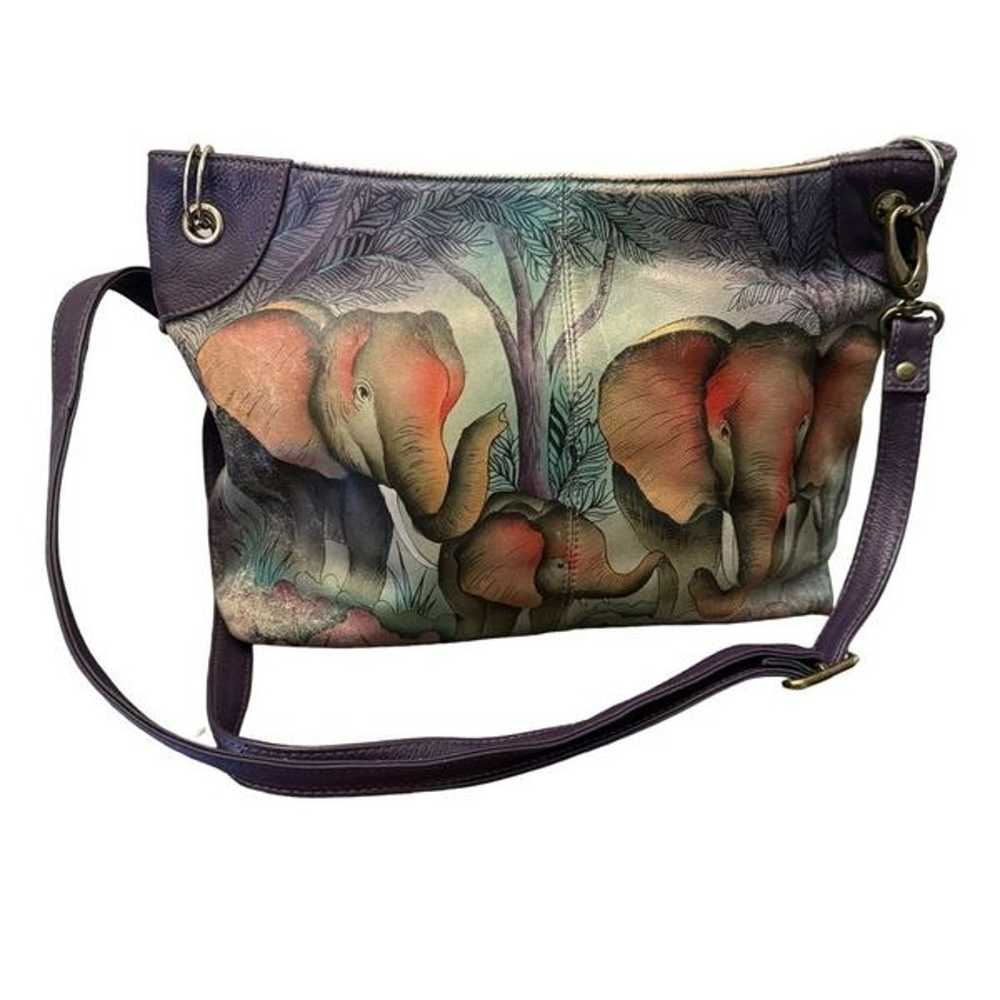 ANUSCHKA ELEPHANT FAMILY HAND PAINTED LEATHER sho… - image 1