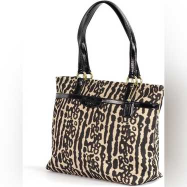 Coach Signature Leopard Print Tote Black Multicolo