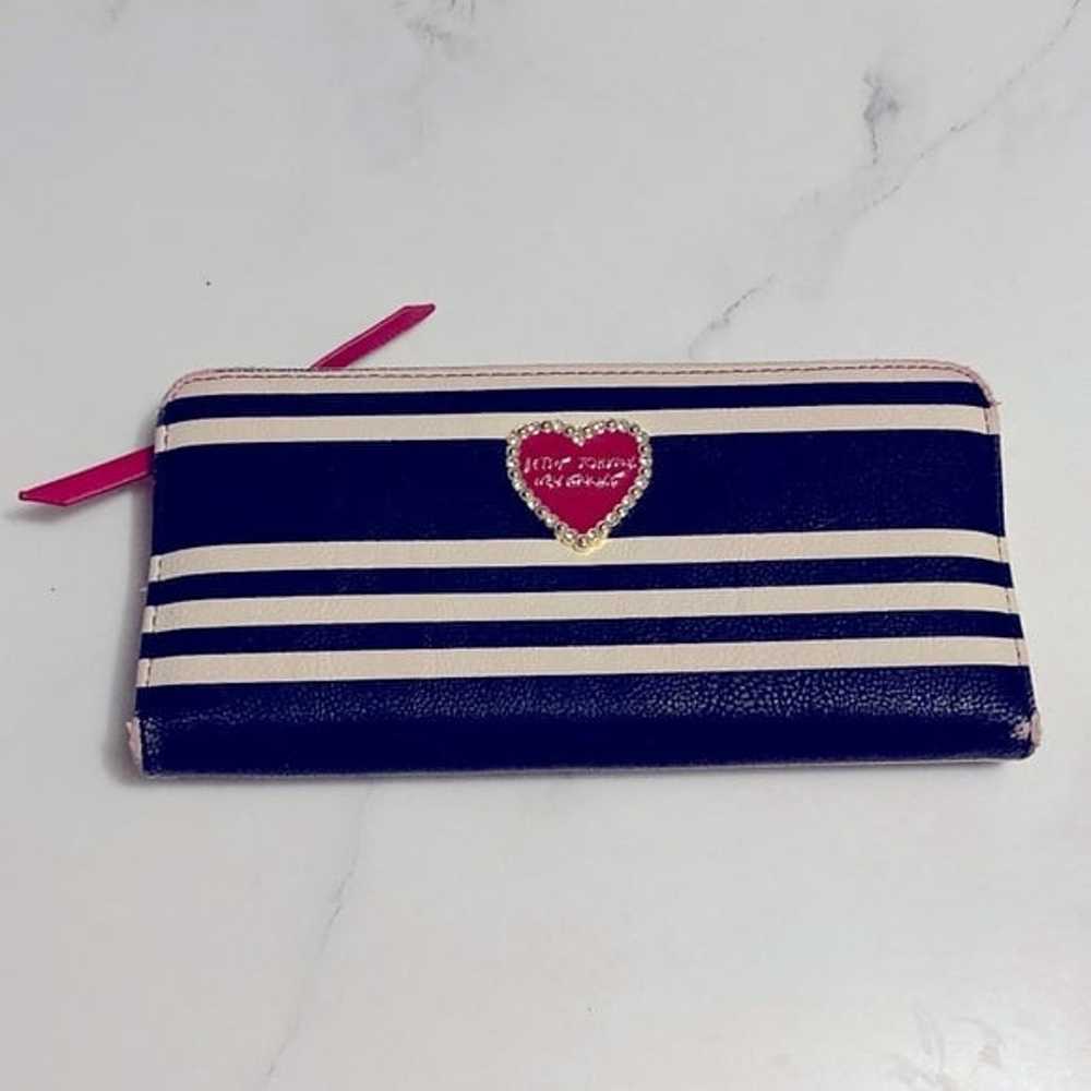 Betsey Johnson Black & White Stripe Red Bling Hea… - image 1