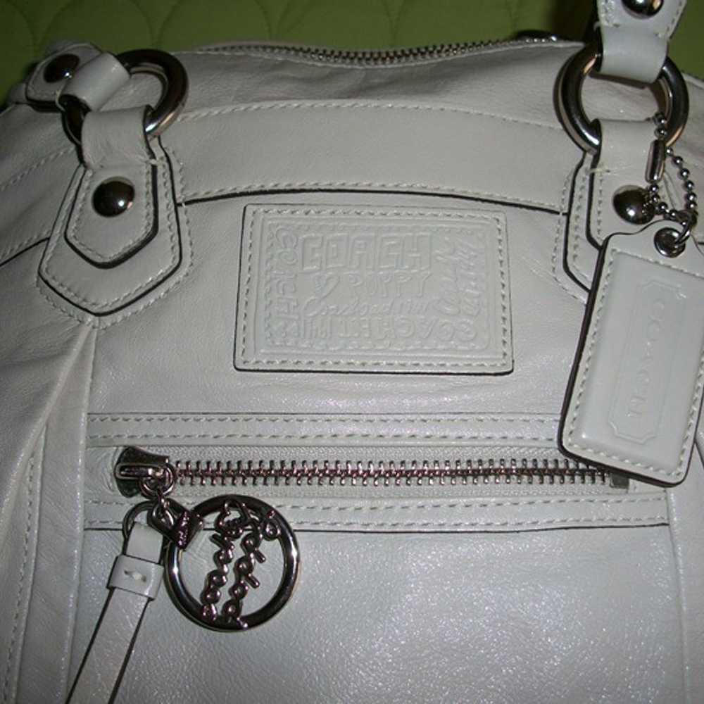 Coach Poppy Leather Ivory Crossbody/Double Handle… - image 6