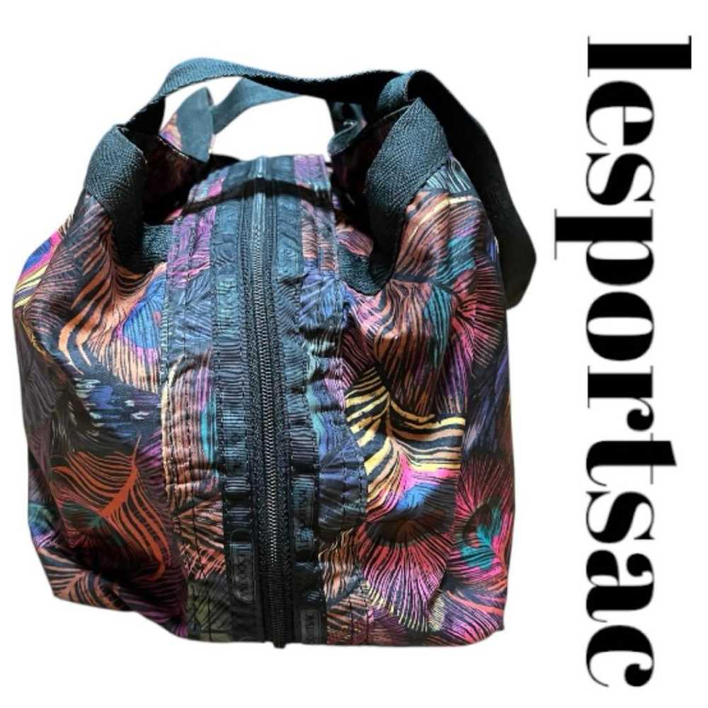 Lesportsac Peacock Bag Tote Peacock Black Colorfu… - image 4