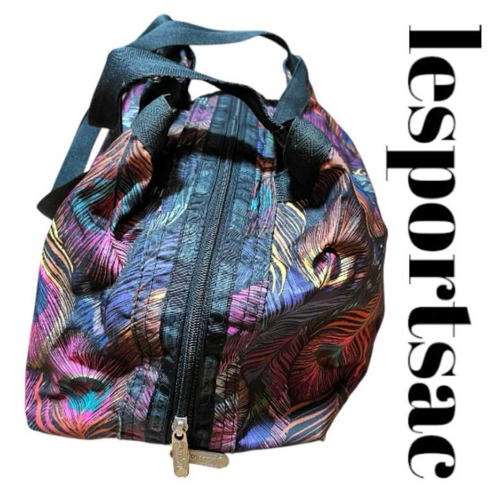 Lesportsac Peacock Bag Tote Peacock Black Colorfu… - image 6