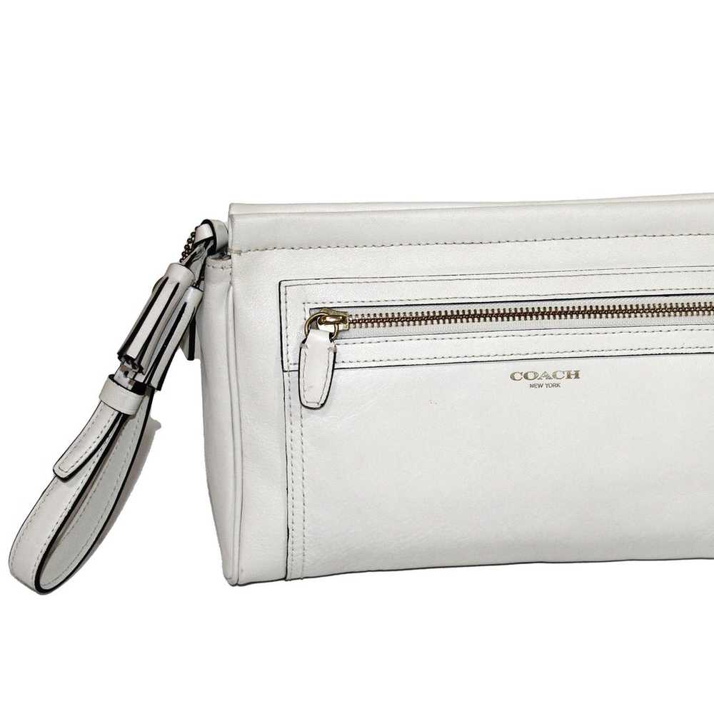 Coach White Leather Clutch Wristlet Gold Hardware - image 6