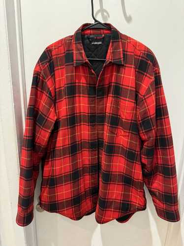 Balenciaga Padded Quilted Button Up Jacket Plaid R