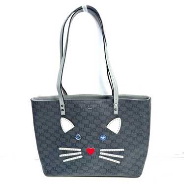 Karl Lagerfeld Rare Gray Monogram Cat Purse Shoul… - image 1