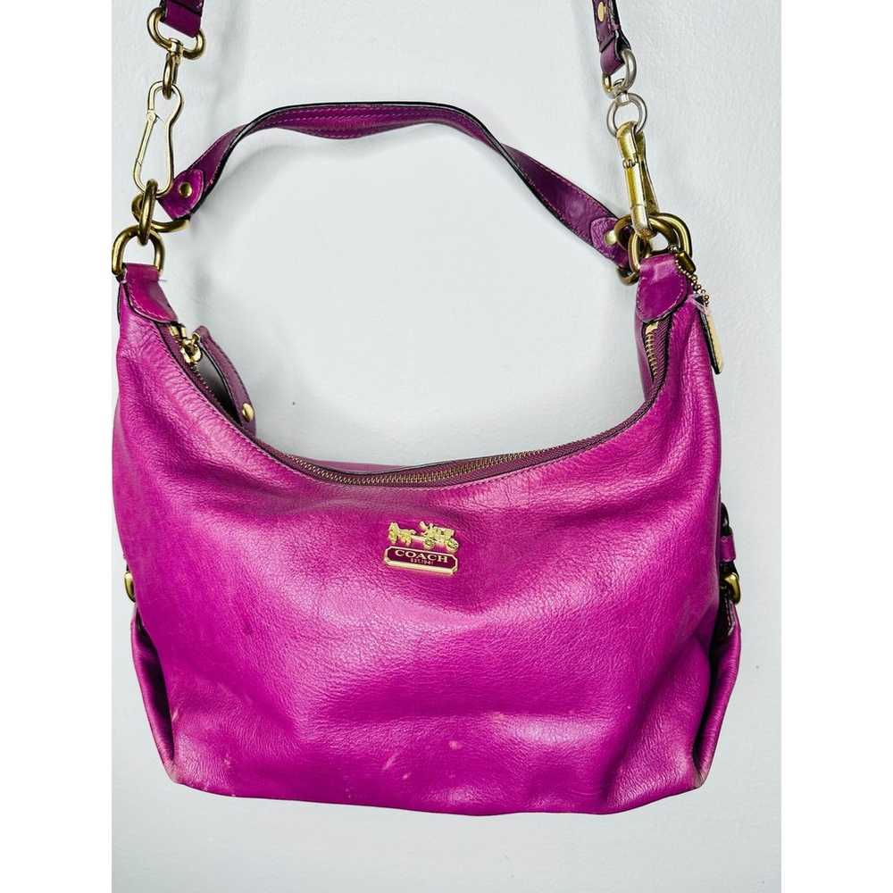 COACH Purple Eggplant Hobo Madison Leather Hailey… - image 2