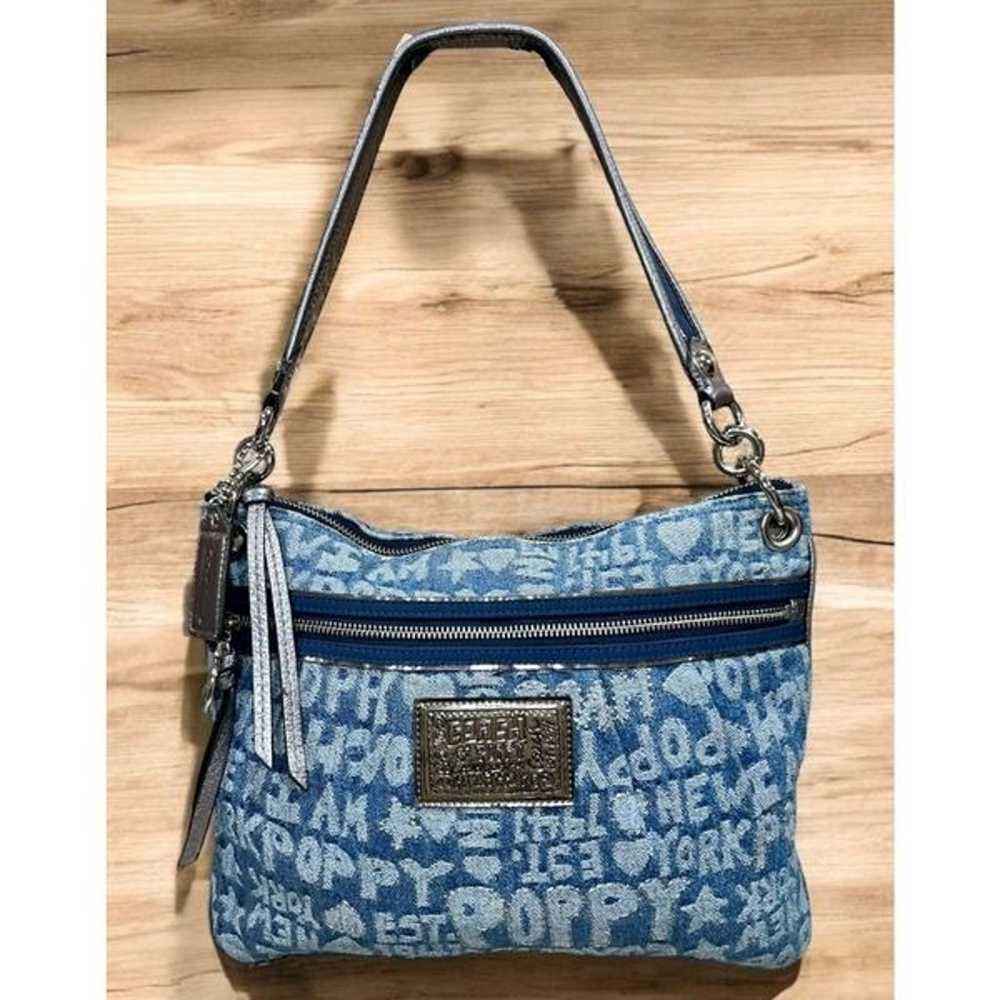 Coach 16989 Poppy Denim Wordblock Hippie Glam Bag - image 10