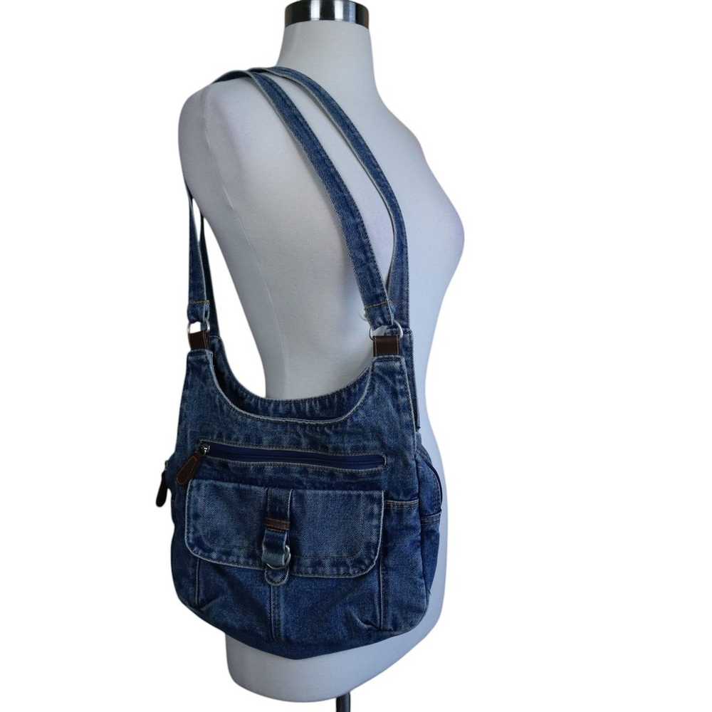 Vintage 1990s Denim Multi Compartment Two Strap J… - image 1