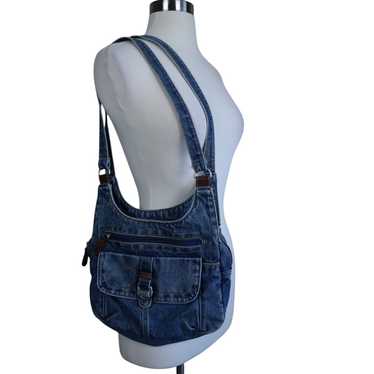 Vintage 1990s Denim Multi Compartment Two Strap J… - image 1