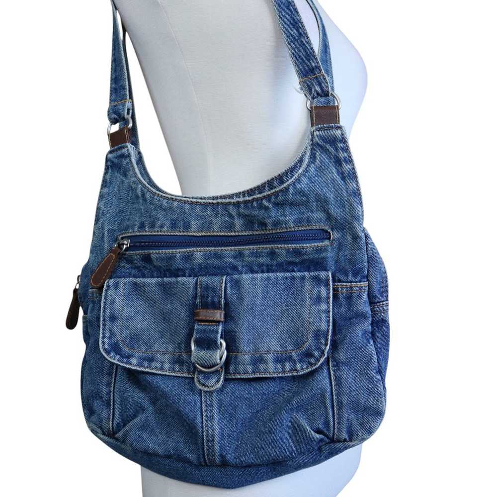 Vintage 1990s Denim Multi Compartment Two Strap J… - image 2